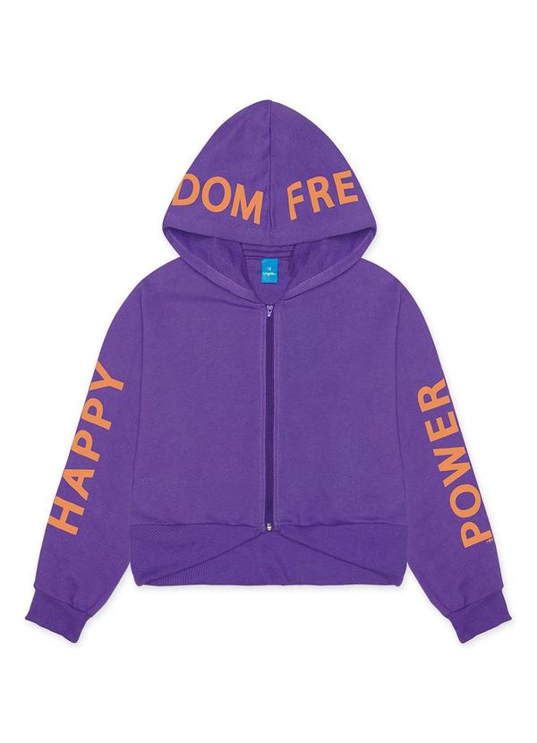Vista 2 Jaqueta com Capuz Moletom Juvenil Feminina Roxo Hapier Hapier