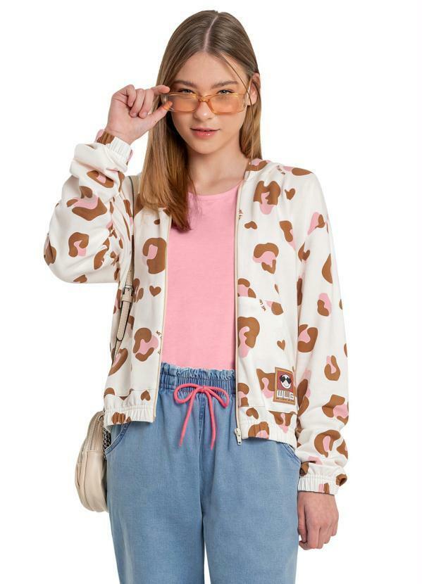 Vista 2 Jaqueta de Menina em Molecotton Bege Gloss Gloss