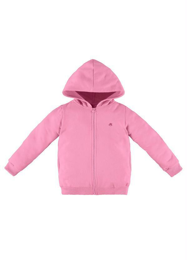 Jaqueta de Moletom Infantil Menina Rosa