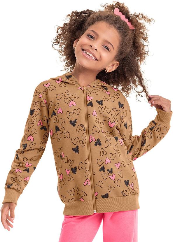 Vista 2 Jaqueta em Moletom Infantil Menina Marrom Bee Loop Bee Loop
