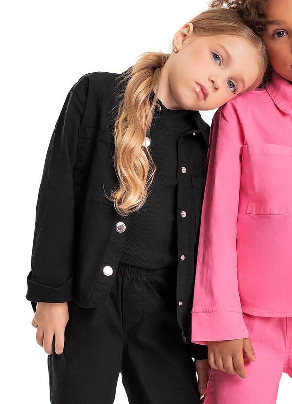 Vista 2 Jaqueta em Sarja Infantil Menina Preto Quimby Quimby