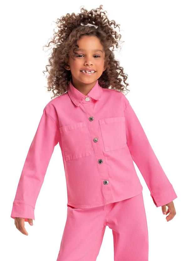 Vista 2 Jaqueta em Sarja Infantil Menina Rosa Quimby Quimby