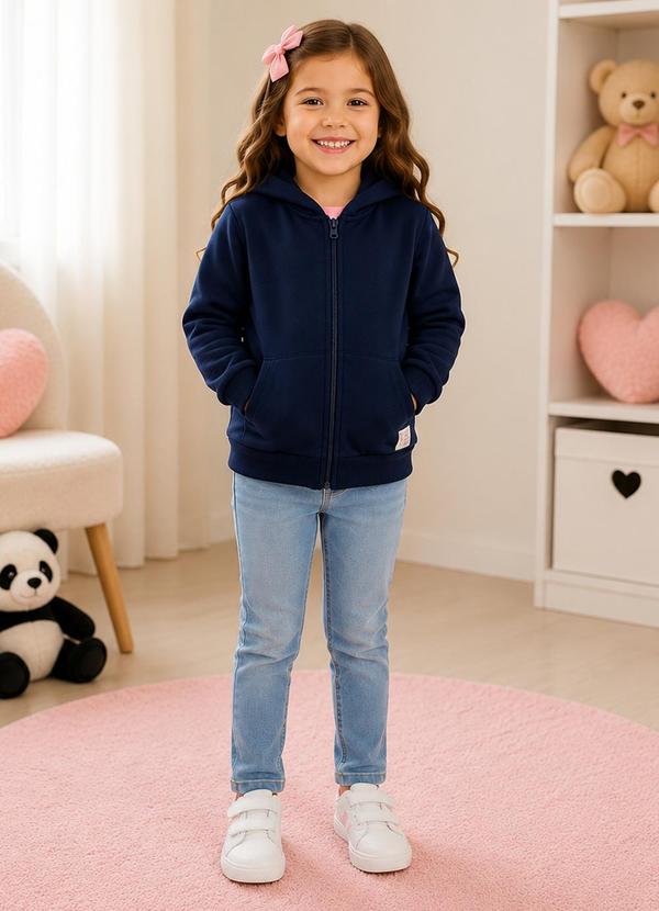 Jaqueta Felpada Infantil Menina Azul