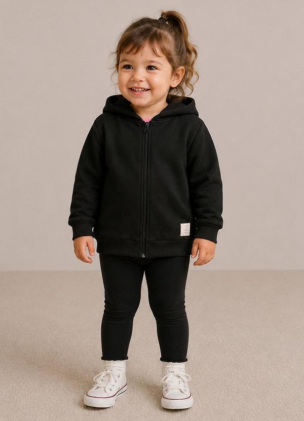 Jaqueta Felpada Infantil Menina Preto