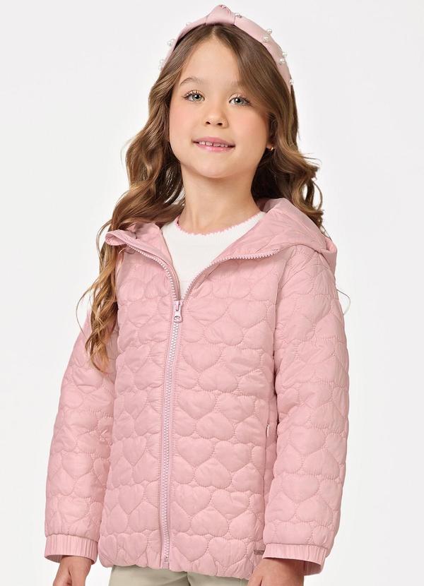 Jaqueta Feminina Infantil Matelassada Rosa