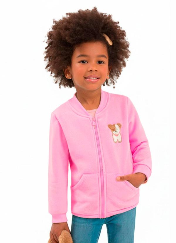 Jaqueta Infantil com Bolso Rosa