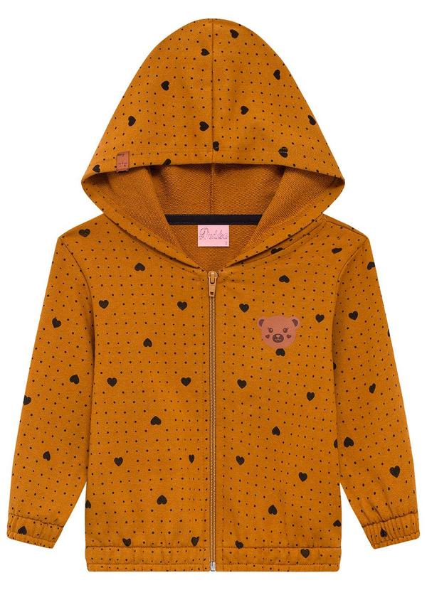 Vista 2 Jaqueta Infantil em Moletom com Capuz Amarelo Duduka Duduka