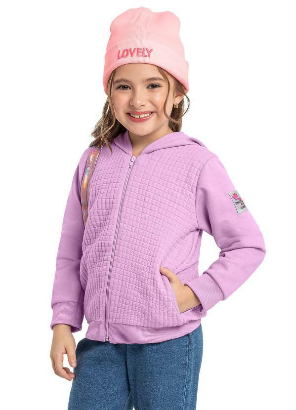 Vista 2 Jaqueta Infantil em Moletom Roxo Quimby Quimby