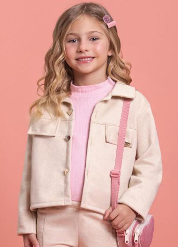 Jaqueta Infantil em Suede Bege