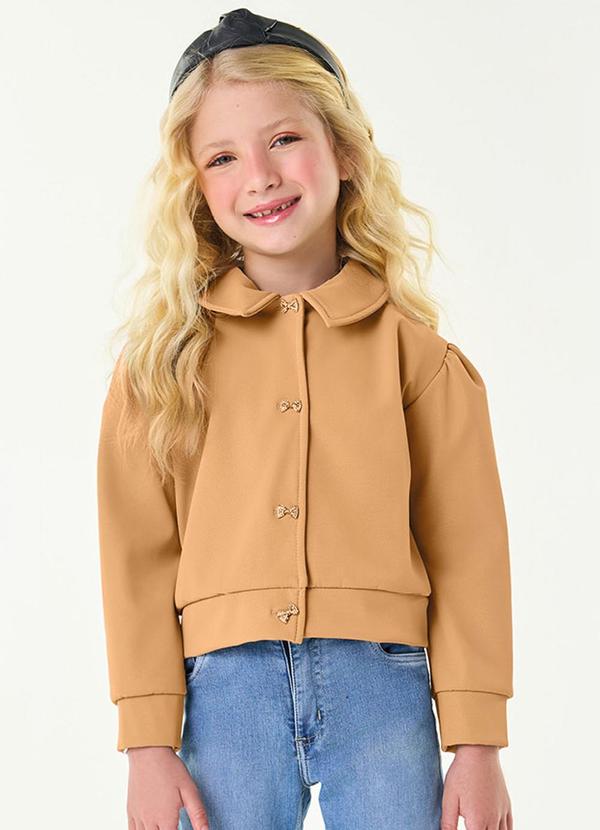 Jaqueta Infantil Feminina em Suede Marrom