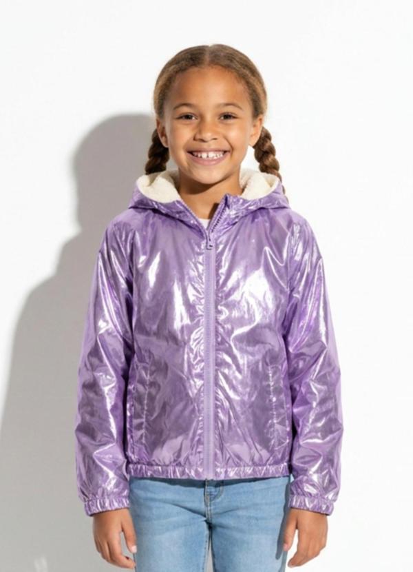 Jaqueta Infantil Feminina Metalizada Roxo