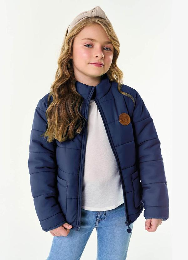 Jaqueta Infantil Feminina Microfibra Azul