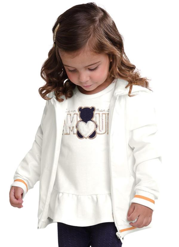 Vista 2 Jaqueta Infantil Menina em Microfibra Off White Milon Milon