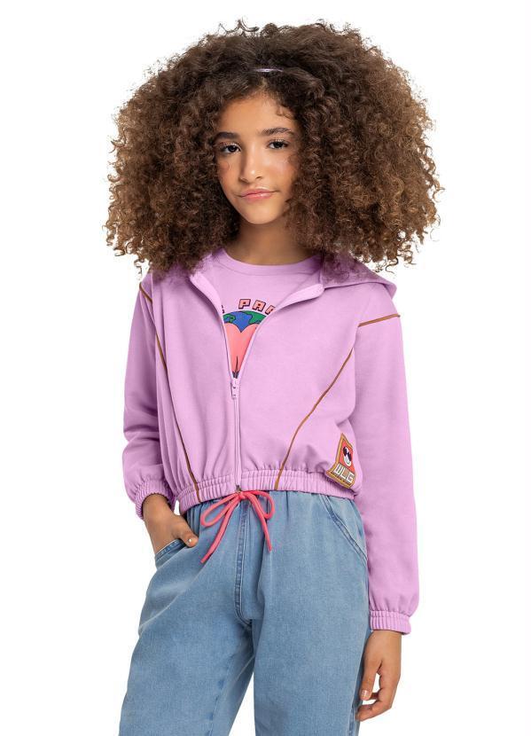 Vista 2 Jaqueta Infantil Menina em Moletom Roxo Gloss Gloss