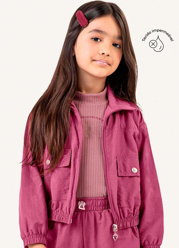 Jaqueta Infantil Menina Impermeável Rosa
