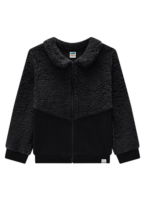 Vista 2 Jaqueta Infantil Pelo Sherpa com Moletom Preto Marlan Marlan