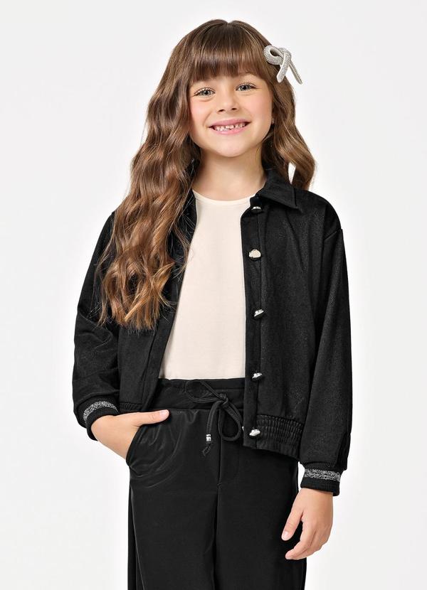 Jaqueta Infantil Suede Sarjado Preto
