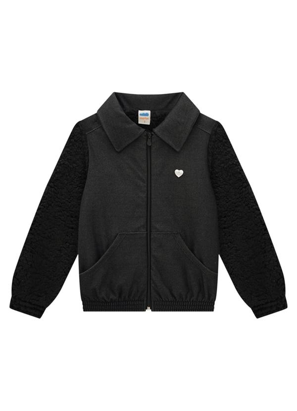 Jaqueta Jeans com Pelo Sherpa Preto