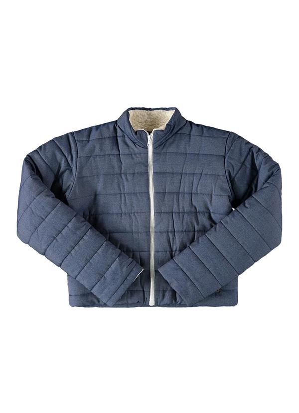 Jaqueta Juvenil Chambray Forro Carneirinho Azul