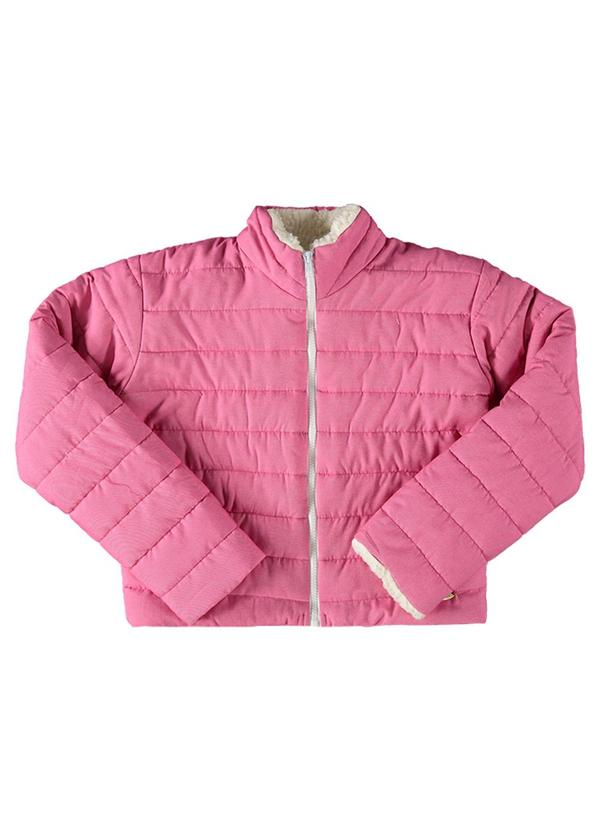 Jaqueta Juvenil Chambray Forro Carneirinho Rosa