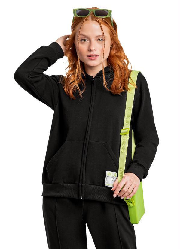 Vista 2 Jaqueta Juvenil em Molecotton Menina Preto Gloss Gloss