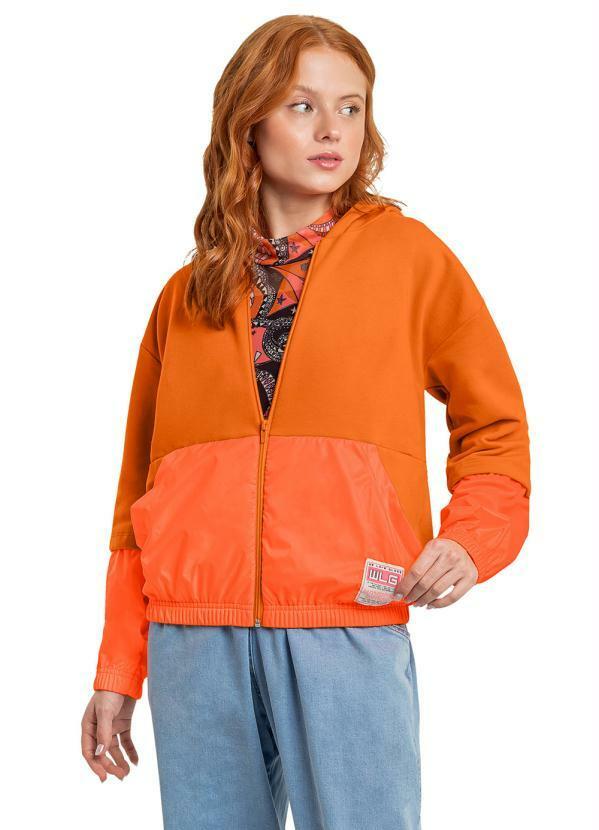 Vista 2 Jaqueta Juvenil Menina em Moletom Laranja Gloss Gloss