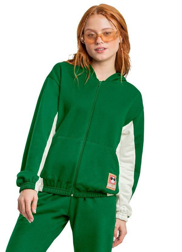 Vista 2 Jaqueta Juvenil Menina em Moletom Verde Gloss Gloss