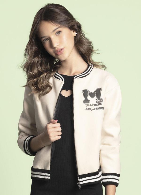 Jaqueta Juvenil Menina Lã Batida College Bege