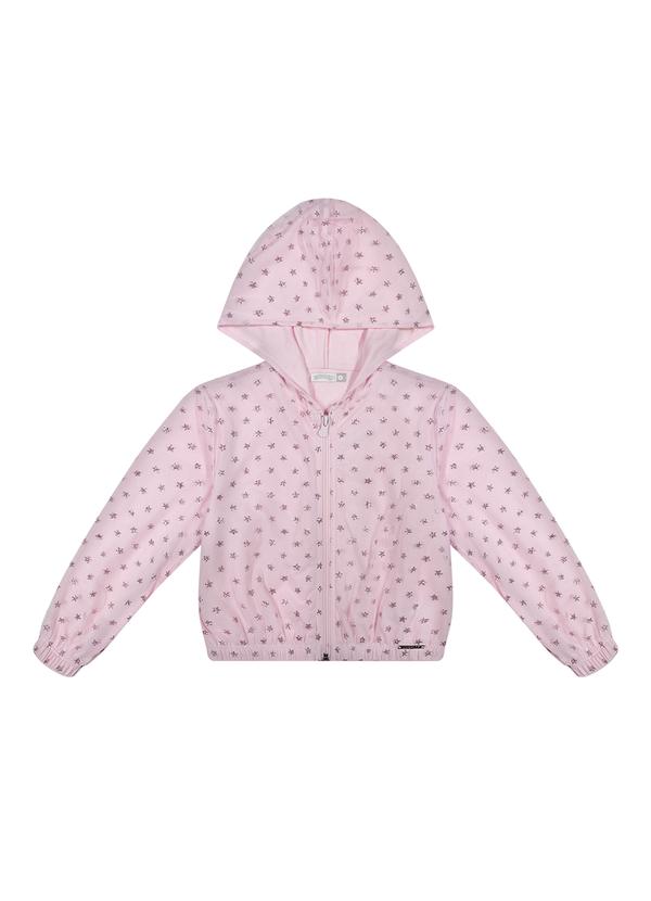 Jaqueta Menina com Capuz em Tule Rosa