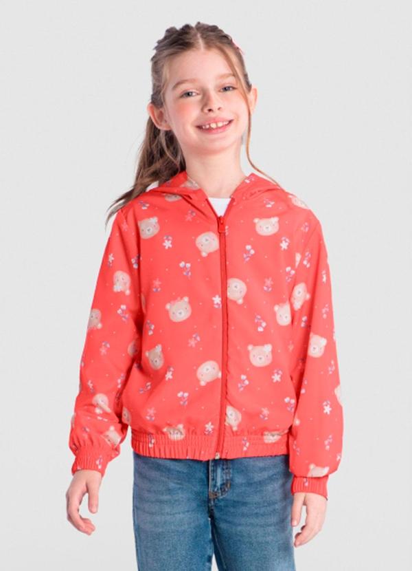 Jaqueta Menina de Flores Laranja