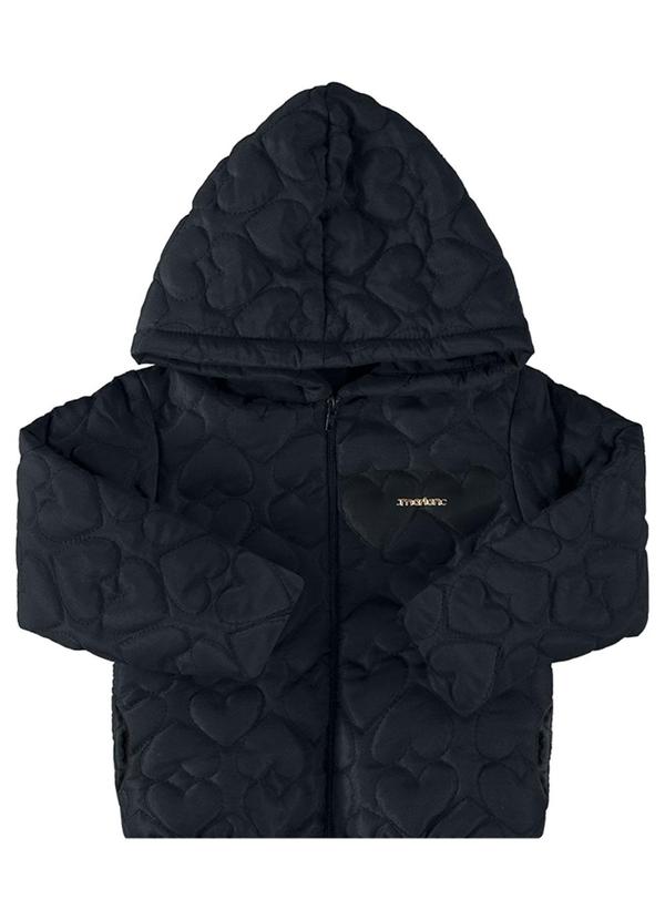Jaqueta Menina Puffer Matelassê Coração Preto