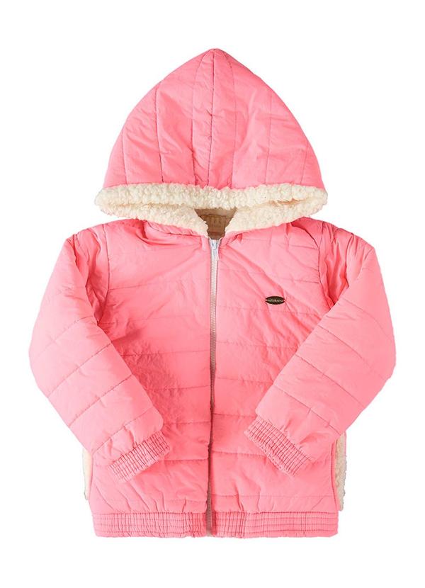 Jaqueta Menina Puffer Menina Matelassê Rosa