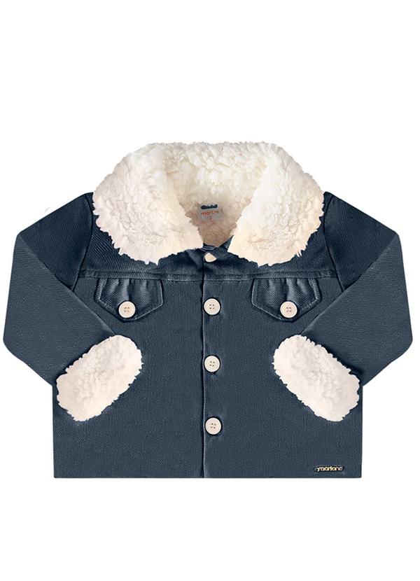 Jaqueta Molecotton Jeans e Pelo Carneirinho Azul