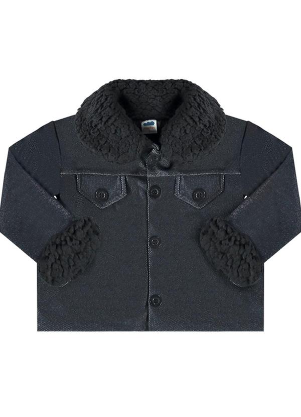 Jaqueta Molecotton Jeans e Pelo Preto