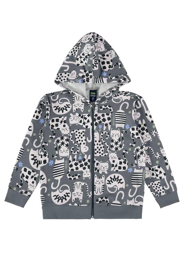 Vista 2 Jaqueta Moletom Infantil Unissex Cinza Bee Loop Bee Loop