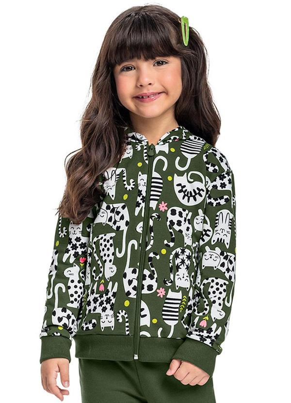Vista 2 Jaqueta Moletom Infantil Unissex Verde Bee Loop Bee Loop