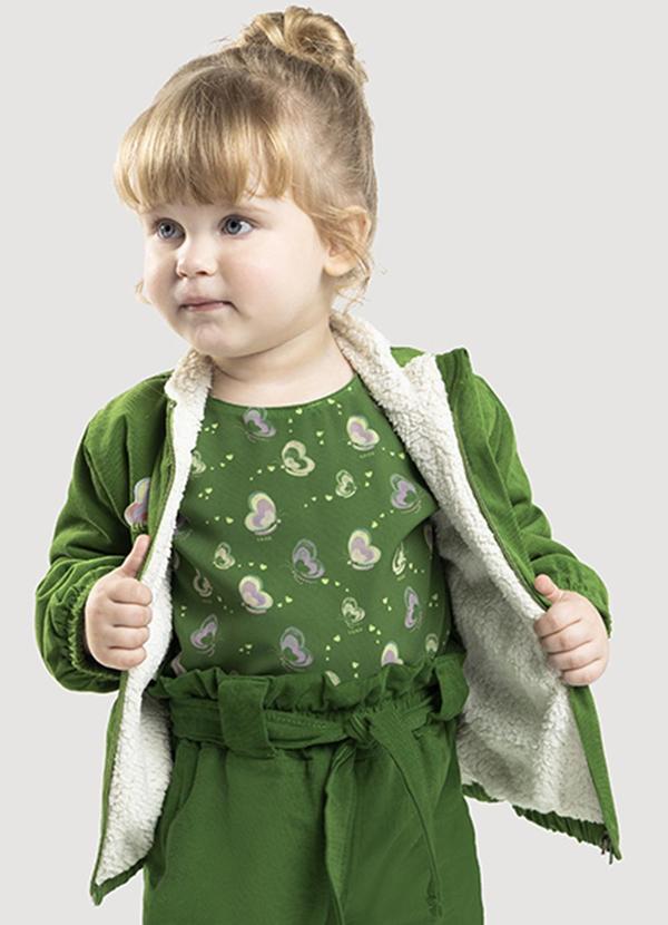 Jaqueta Pelinhos Manga Longa Bebê Feminina Verde
