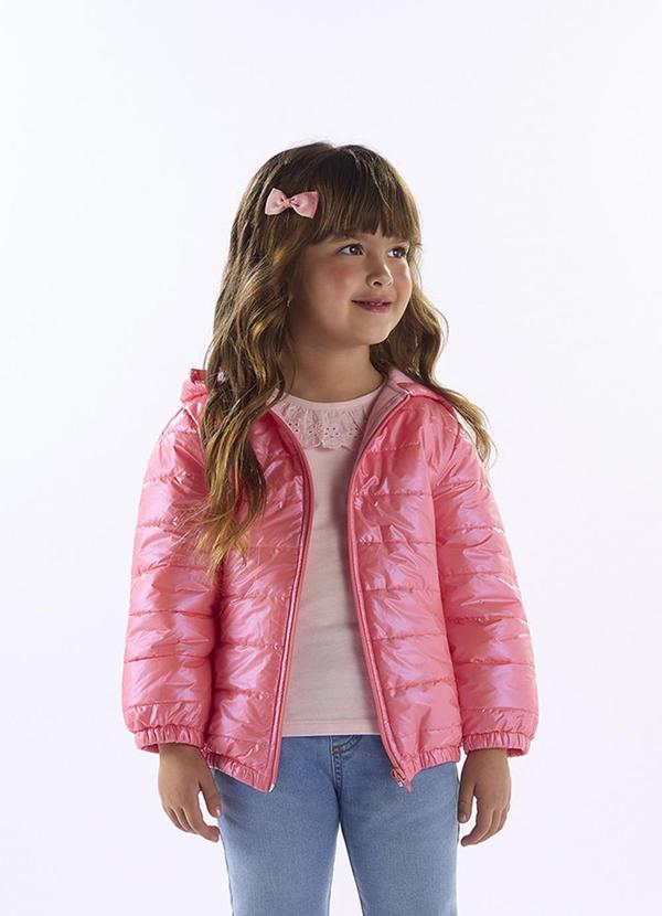 Jaqueta Puffa Capuz Rosa