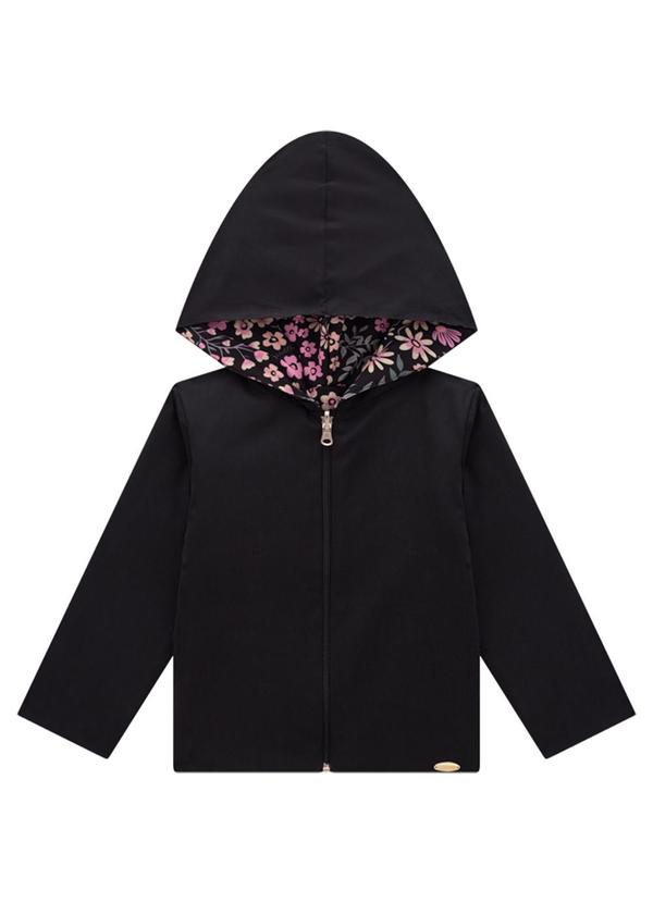 Jaqueta Puffer Floral Lybert e Taslon Preto