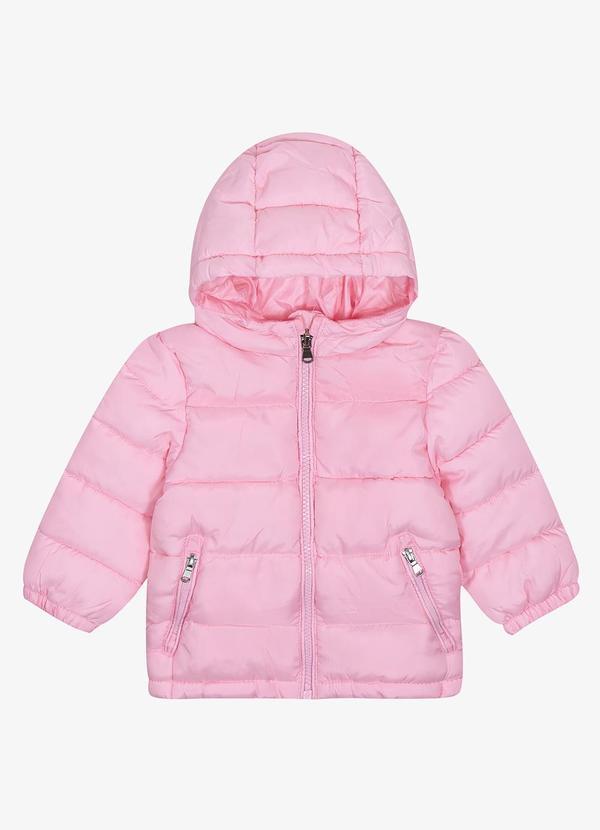 Vista 2 Jaqueta Puffer Infantil com Capuz Rosa Trick Nick Trick Nick