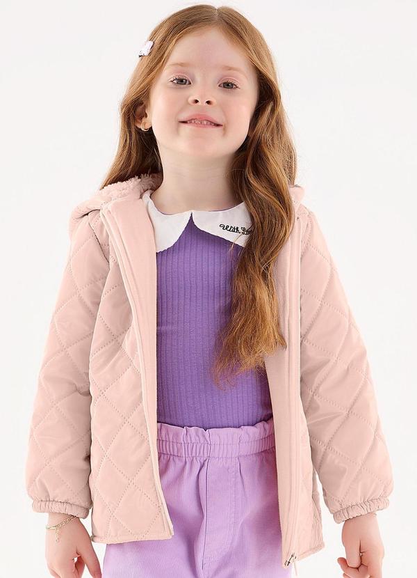 Jaqueta Puffer Infantil para Menina Rosa