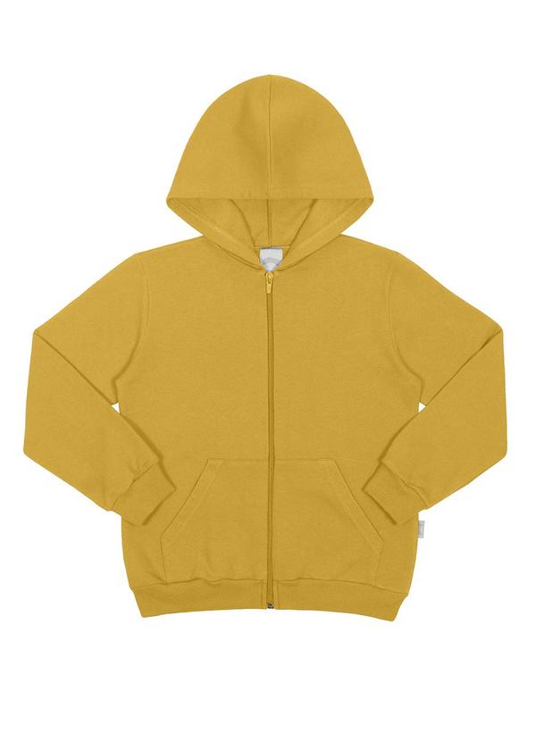 Jaqueta Unissex em Moletom com Capuz Amarelo