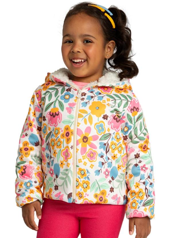 Jaqueta Winter Flower com Pelo Sherpa Bege