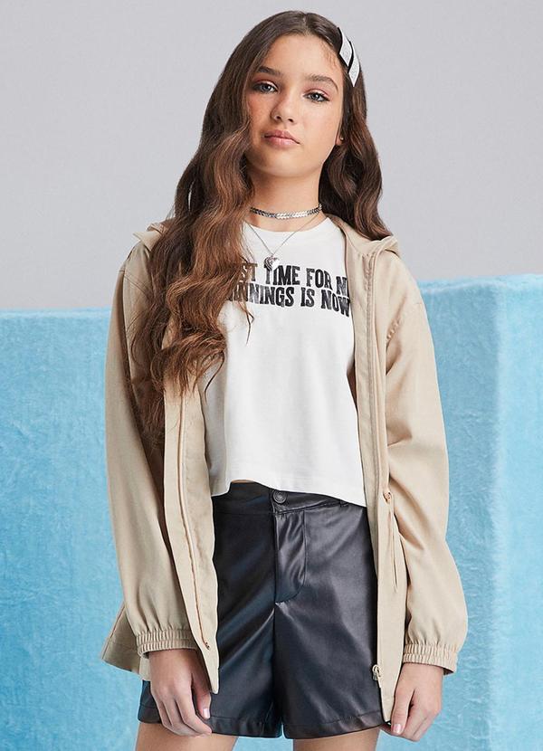 Parka Feminina com Capuz Bege