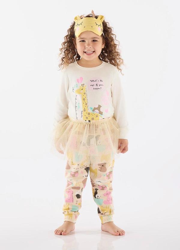 Vista 2 Pijama Menina 3 Peças Bege Up Baby Up Baby