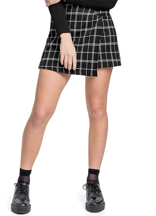Vista 2 Short-Saia Juvenil em Malha Jacquard Preto Gloss Gloss