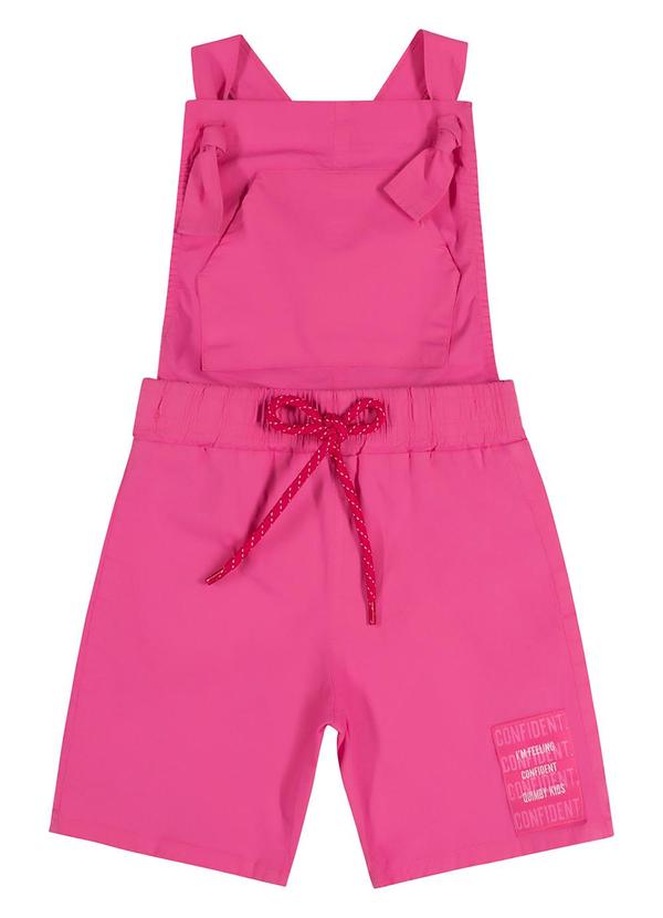 Vista 2 Jardineira Infantil Básica Unissex Rosa Quimby Quimby