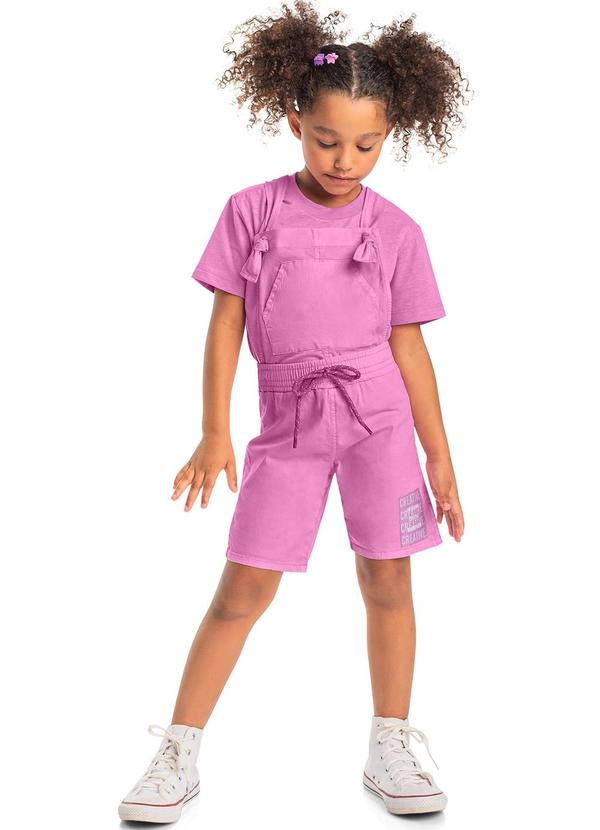 Vista 2 Jardineira Infantil Básica Unissex Roxo Quimby Quimby