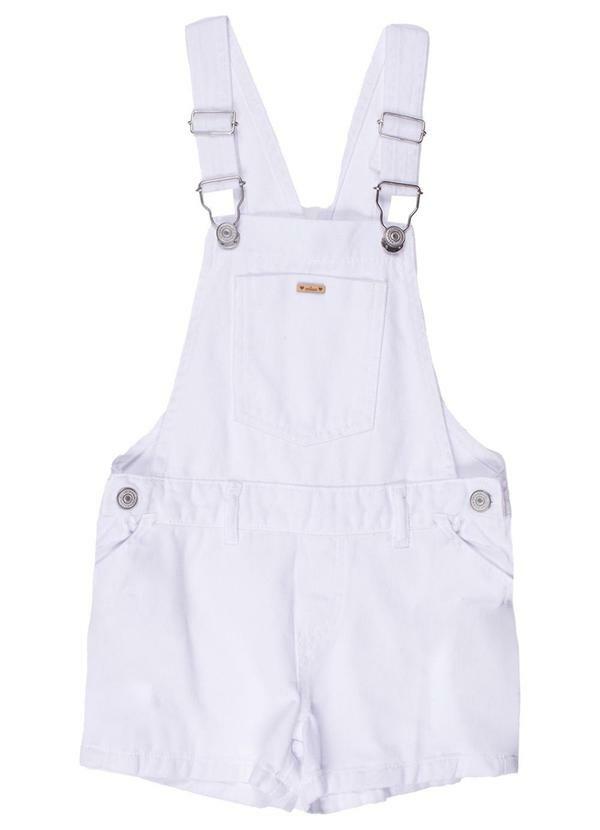 Vista 2 Jardineira Infantil Menina Jeans Branco Milon Milon
