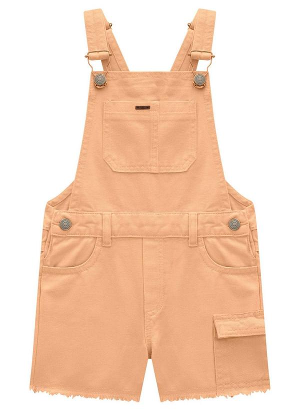 Vista 2 Jardineira Infantil Menina Jeans Laranja Milon Milon